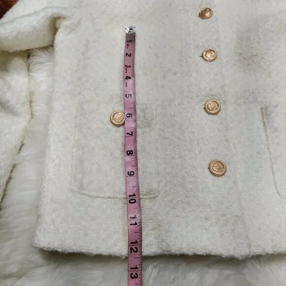 Luxelim Ivory Classic Boucle Wool Tweed Gold Tone Buttons Cropped Jacket Size XS - Picture 13 of 14